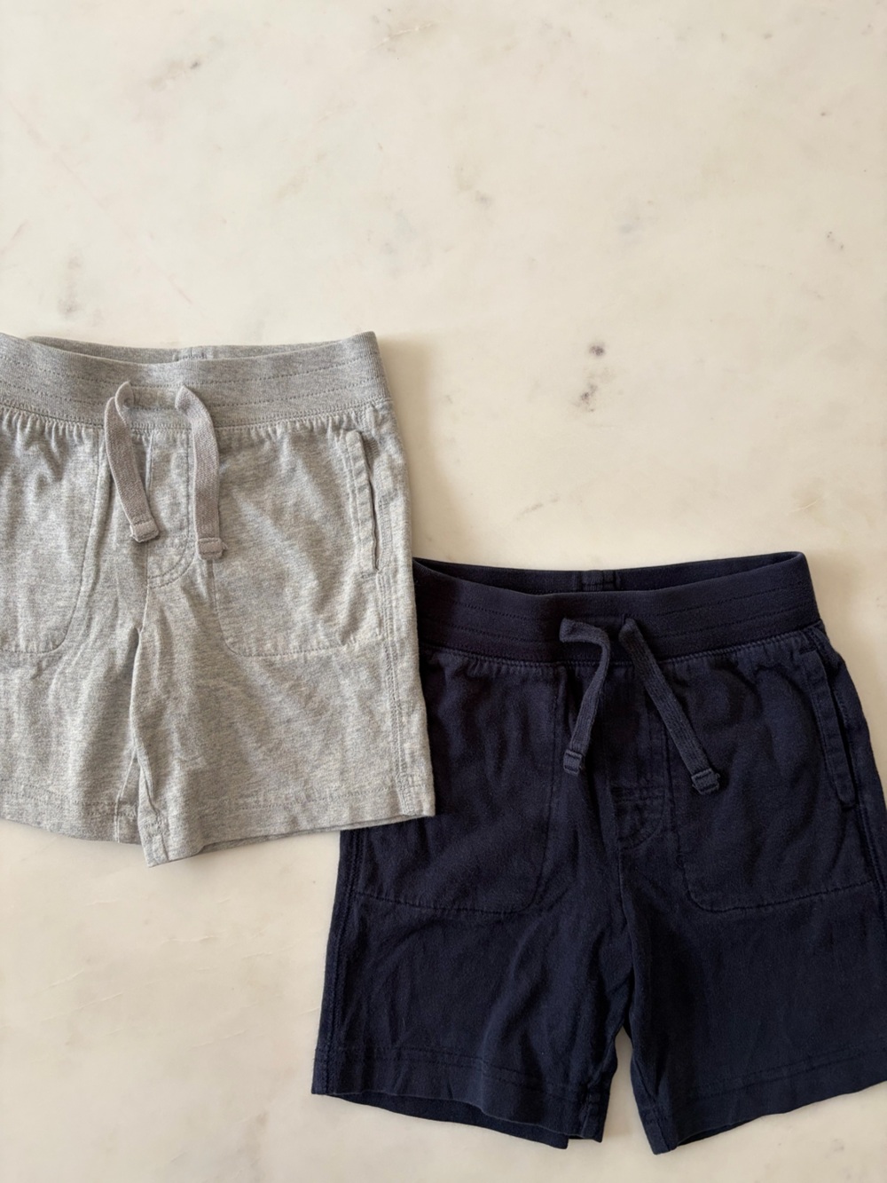 GAP Boys Navy & Light Gray Drawstring Knit Shorts Duo